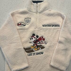 Mickey Mouse Disney Cream Pullover Sherpa Small